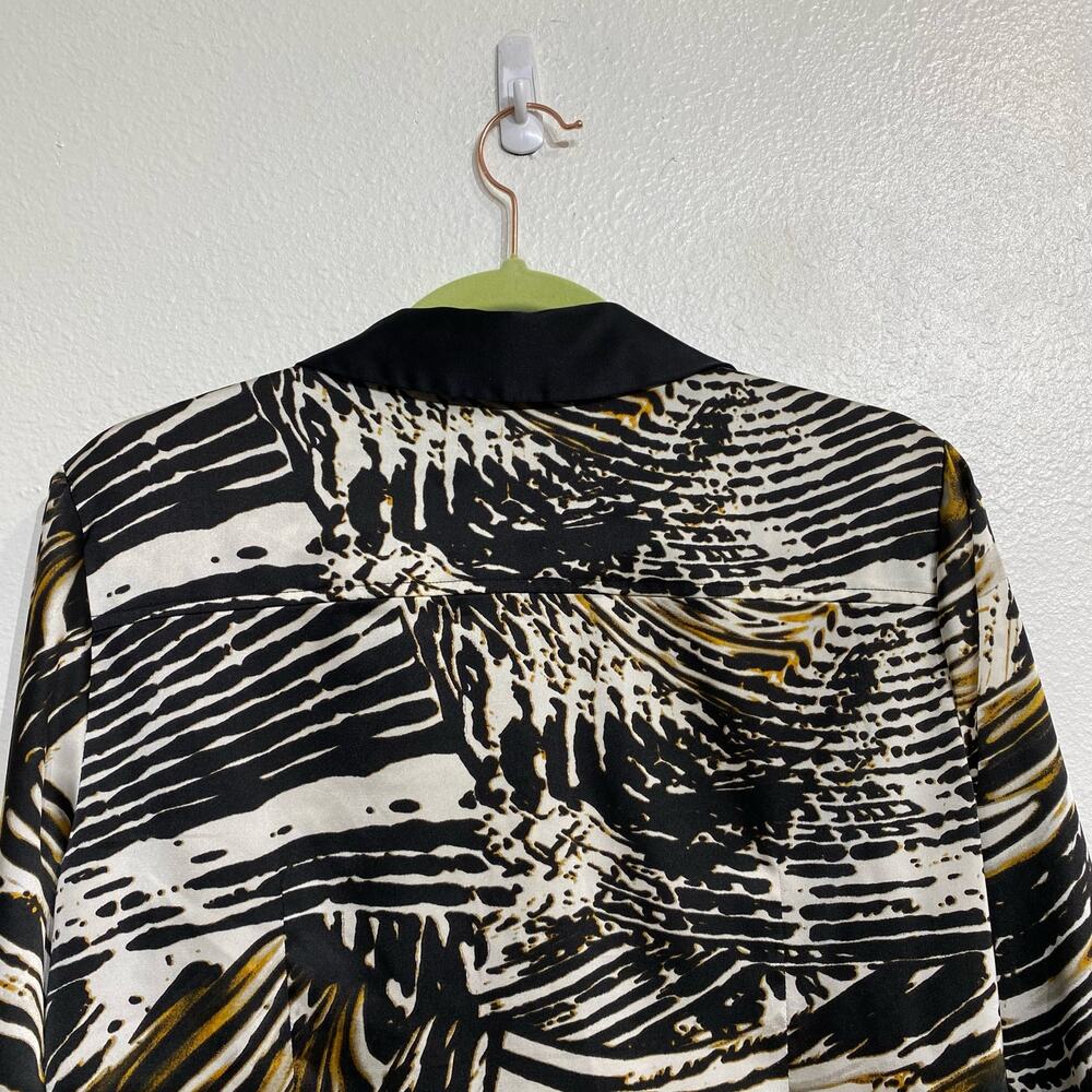Calvin Klein Black Print Button Down Blouse Sz S - Picture 7 of 11